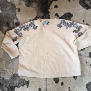 J. crew sequin blue shoulder sweater